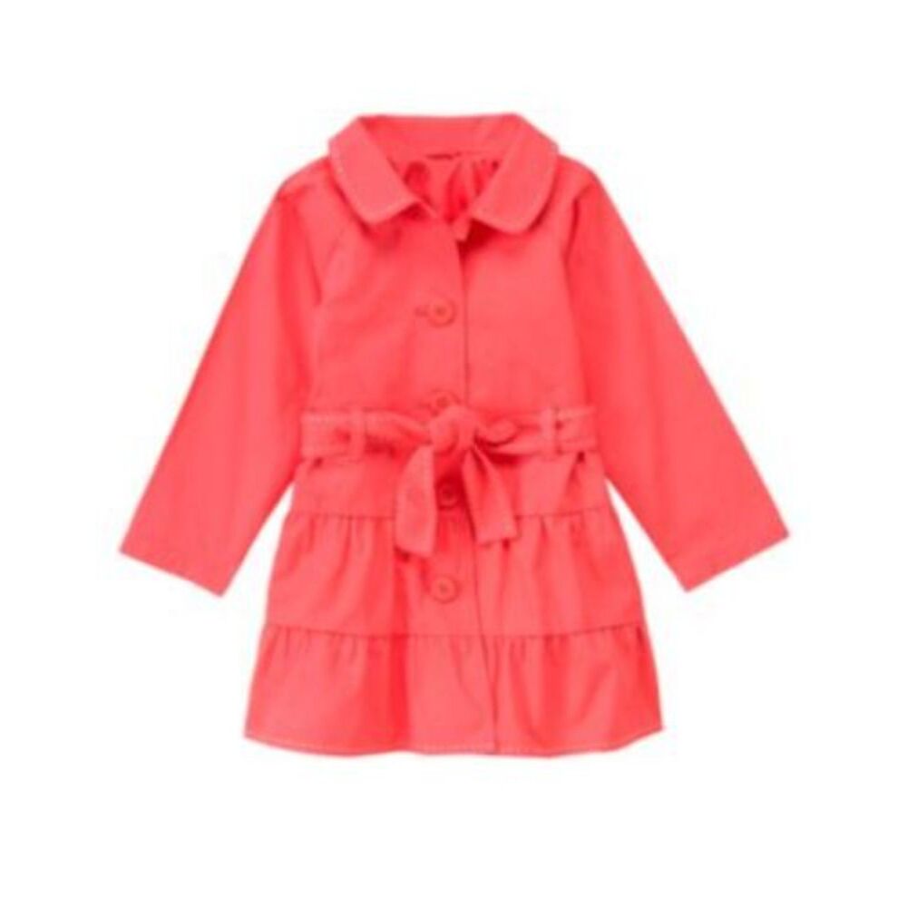 NEW Gymboree girls XS 3 4 5 Jacket Trench Coat coral pink belted Burst of Spring